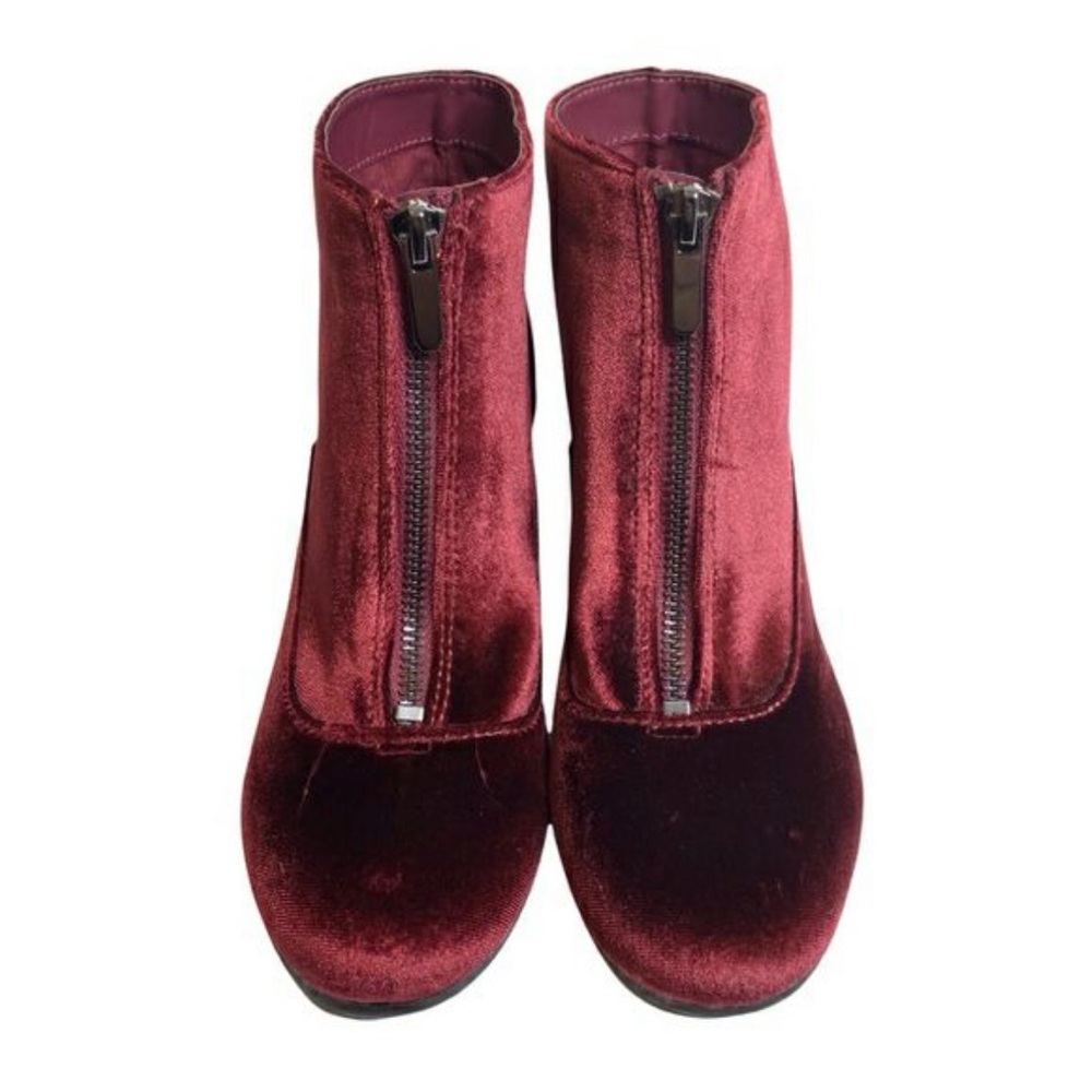 Circus Sam Edelman Vanessa Zipper Velvet Ankle Boots Booties Burgundy - Picture 1 of 9